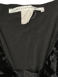 Velvet Trim Deep-V Black Top (S)