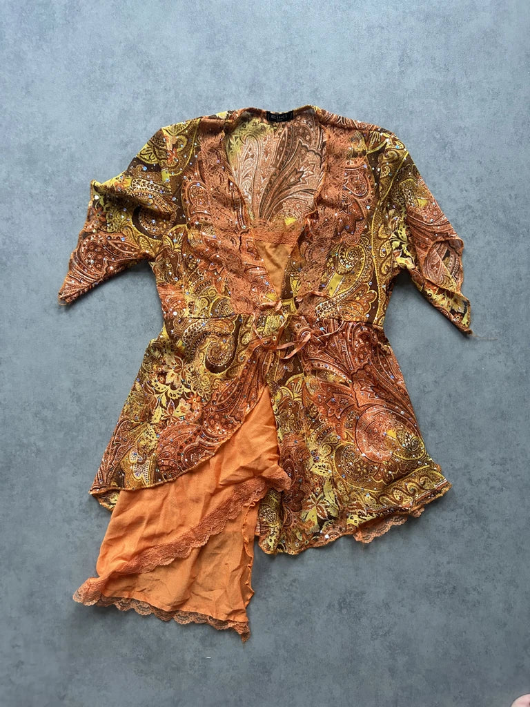 Orange print top