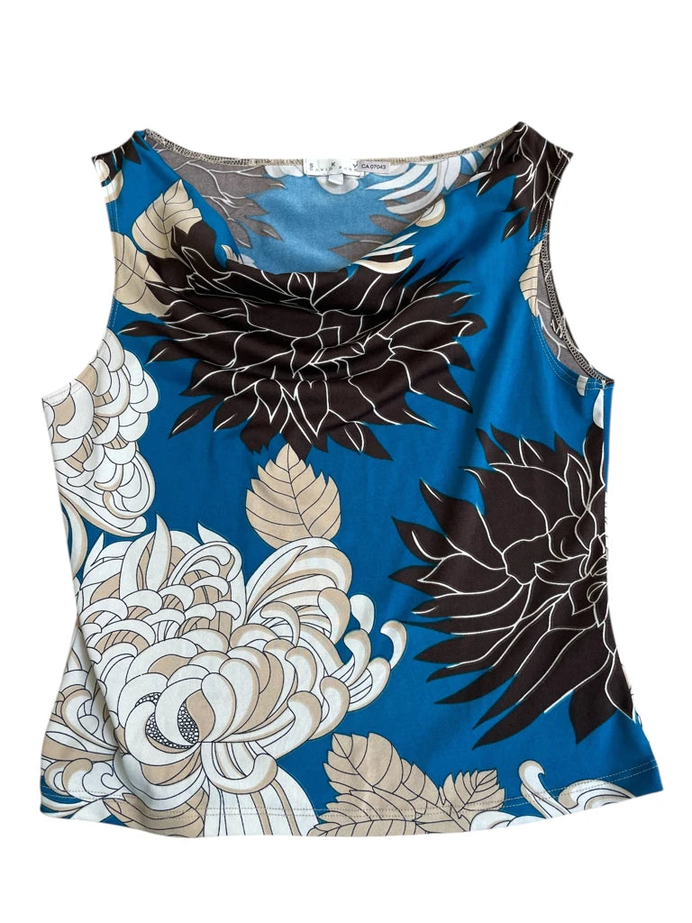 ocean garden – retro floral top (S)