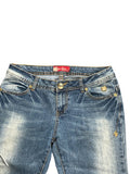 Light Blue Bootcut Jeans with Embroidered Apple Logo (L)