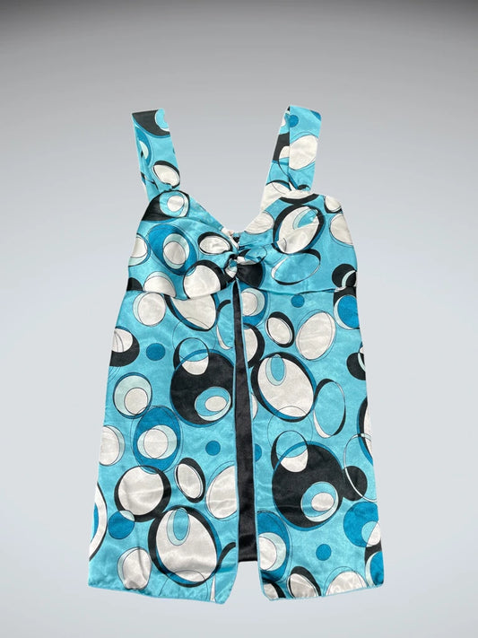 Light Blue Retro Circle Print Tunic Top (S)