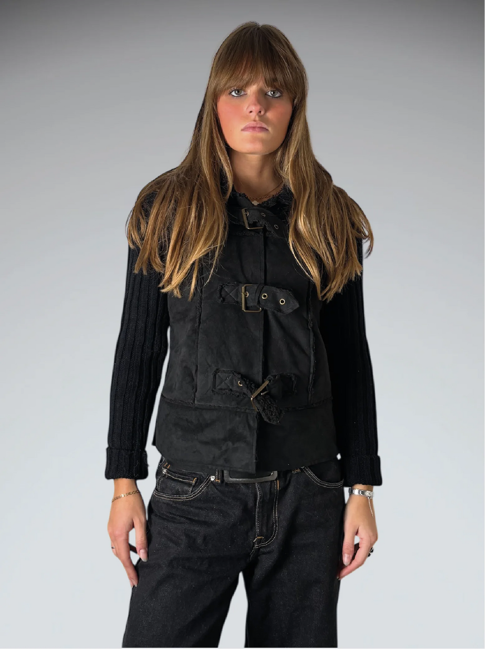 Joyce Leslie Black Faux Fur Jacket (L)