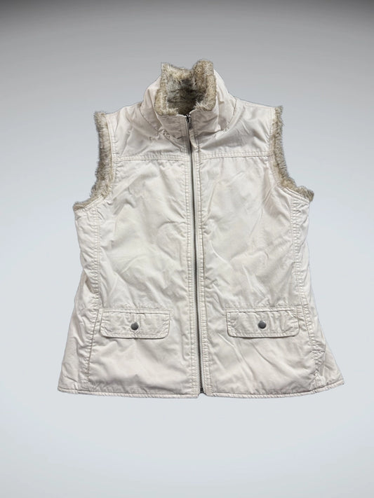 Vintage Beige Faux Fur Vest Women (M)