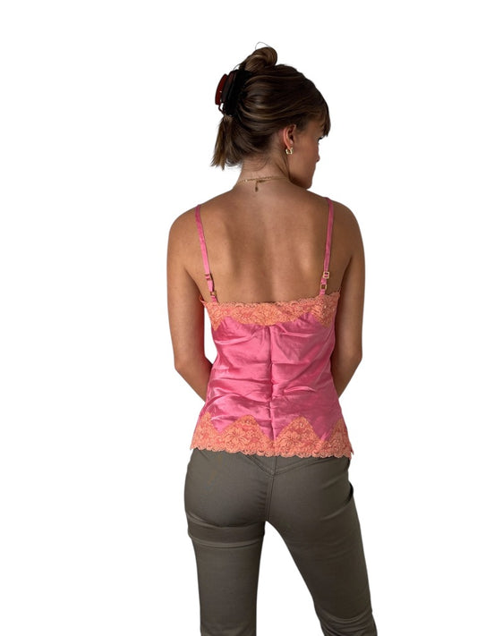 Vintage Satin Camisole in Pink Orange (XS)