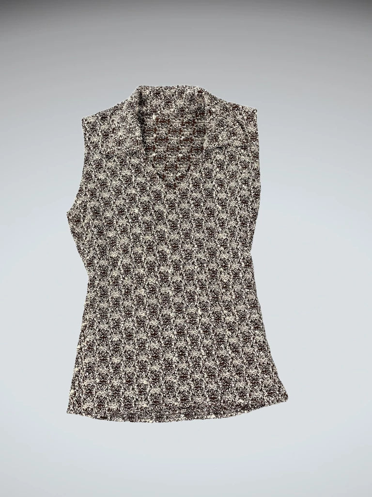 Golden Brown V-Cut Satin Top (S)