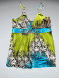 Grey asymmetric fairy style top with flower appliqué (M)