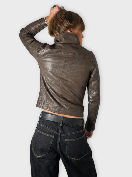 Le Tempe de Paris Washed Brown Grey Jacket (XS)