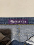 Low Rise Printed Denim Mini Skirt Dark Floral Monicas Fashion (S)