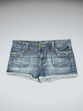 Amethyst Jeans Frayed Hem Vintage Denim Hotpants (L)