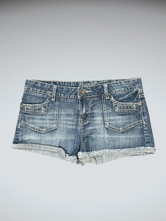 Amethyst Jeans Frayed Hem Vintage Denim Hotpants (L)