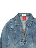 Stone Lace Up Vintage Denim Top (S)