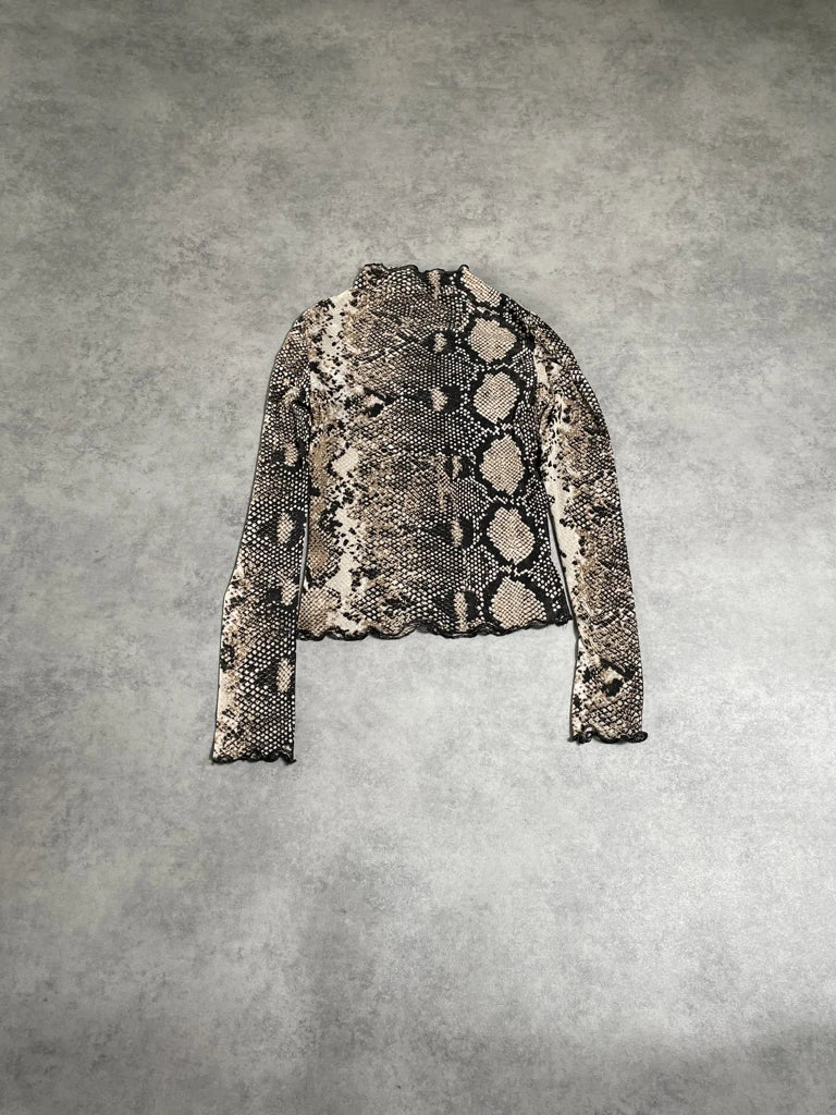 snake mesh long sleeve top (M)