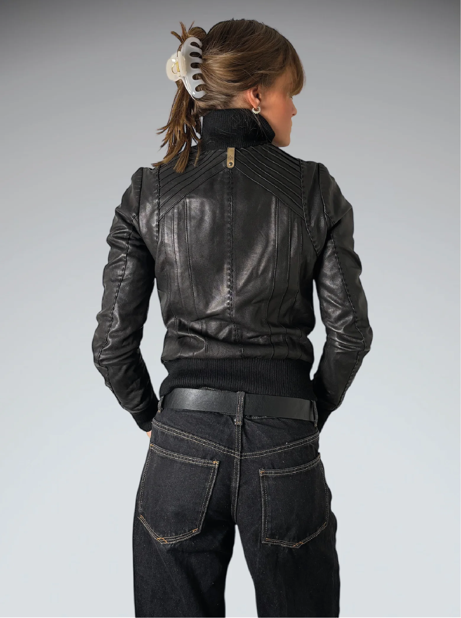 Mlackkage Black Lamb Leather Style Jacket (XS)