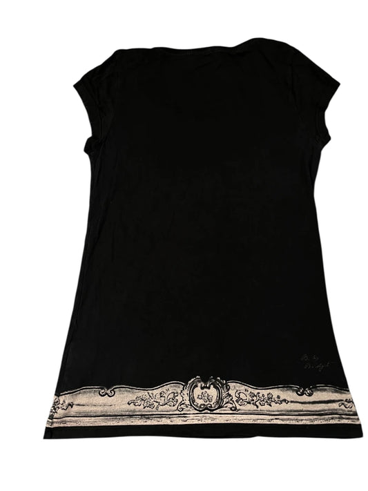 Y2K Black Skull Print Cotton Top (L)