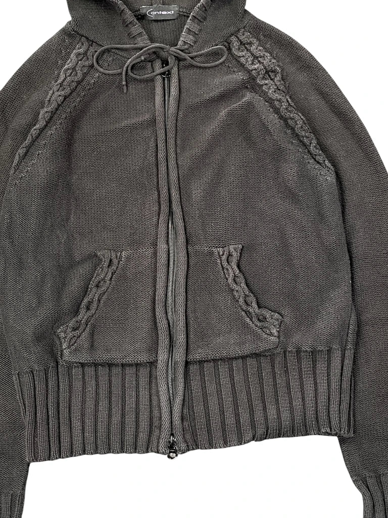 Charcoal Cable Knit Hoodie (M)