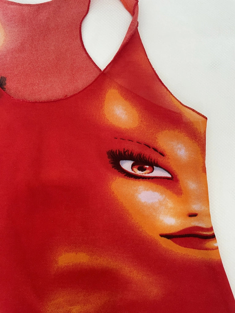 Red Graphic Spaghetti Strap Top (XS)