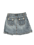 Revolt Pleated Blue Vintage Denim Skirt (XS)