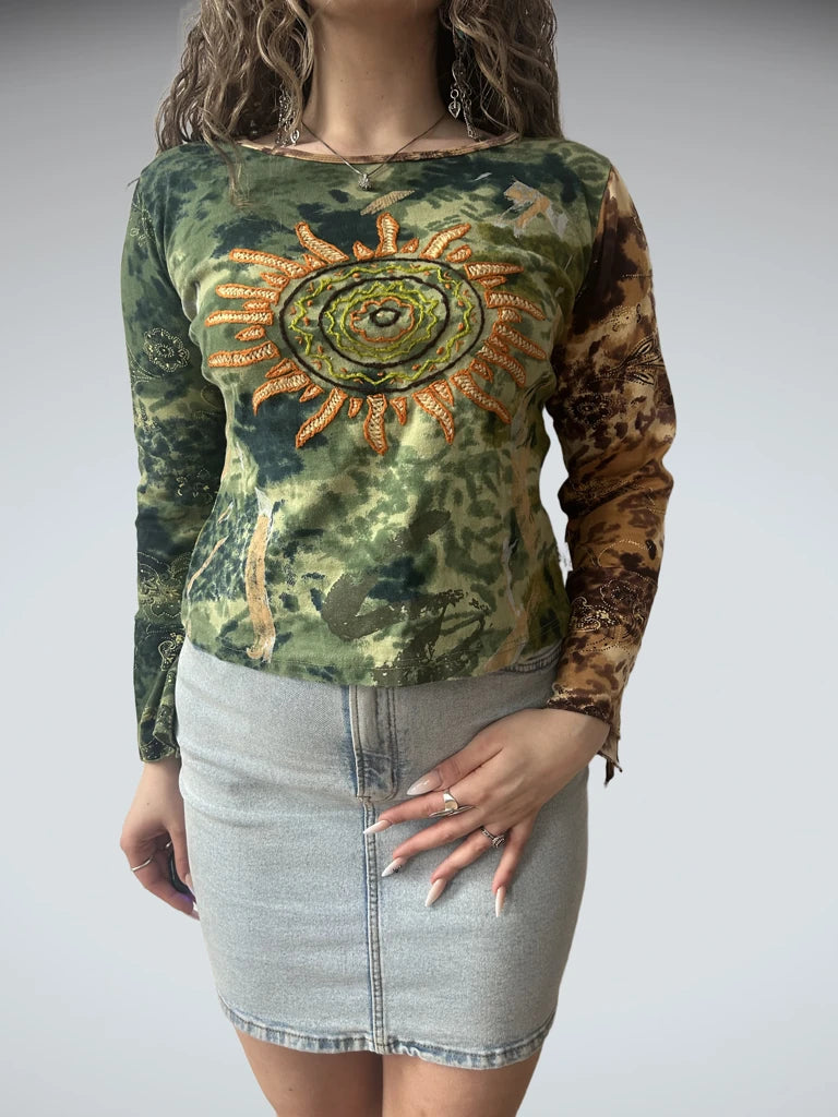 Flare sleeves Y2K top