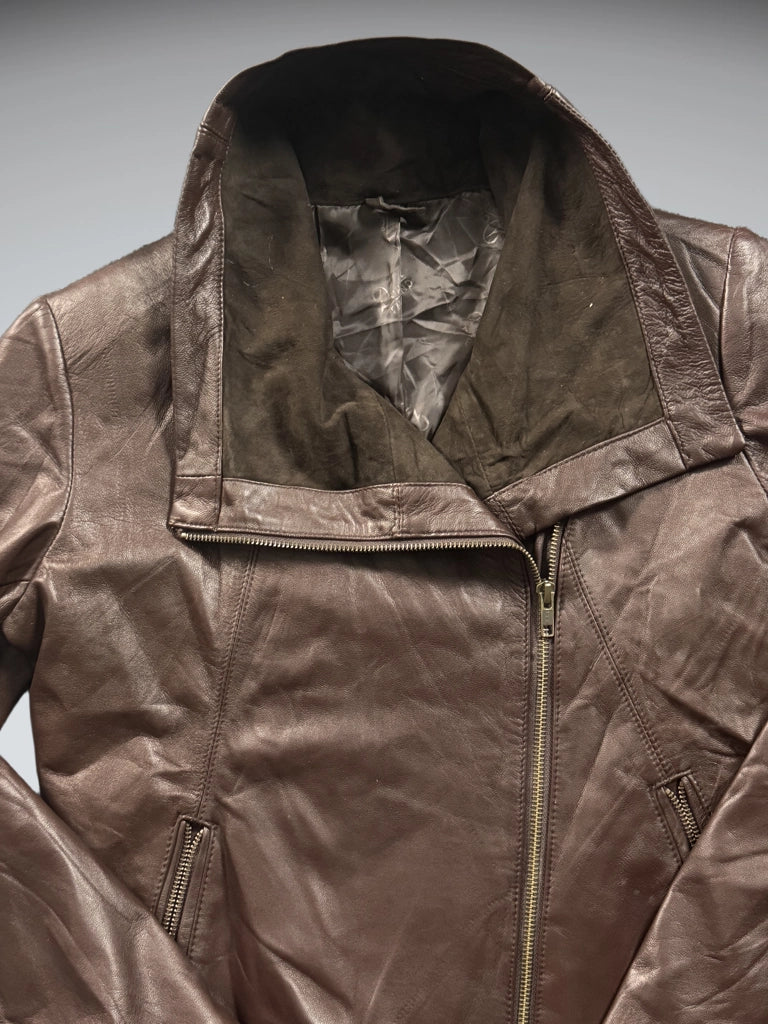 Dormeuril Brown Genuine Leather Jacket (M)