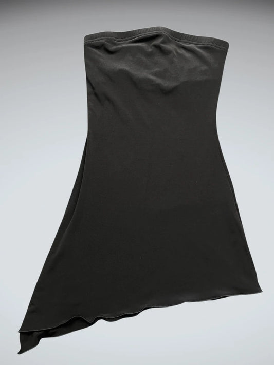 Minimalist Black Asymmetric Strapless Top (S)