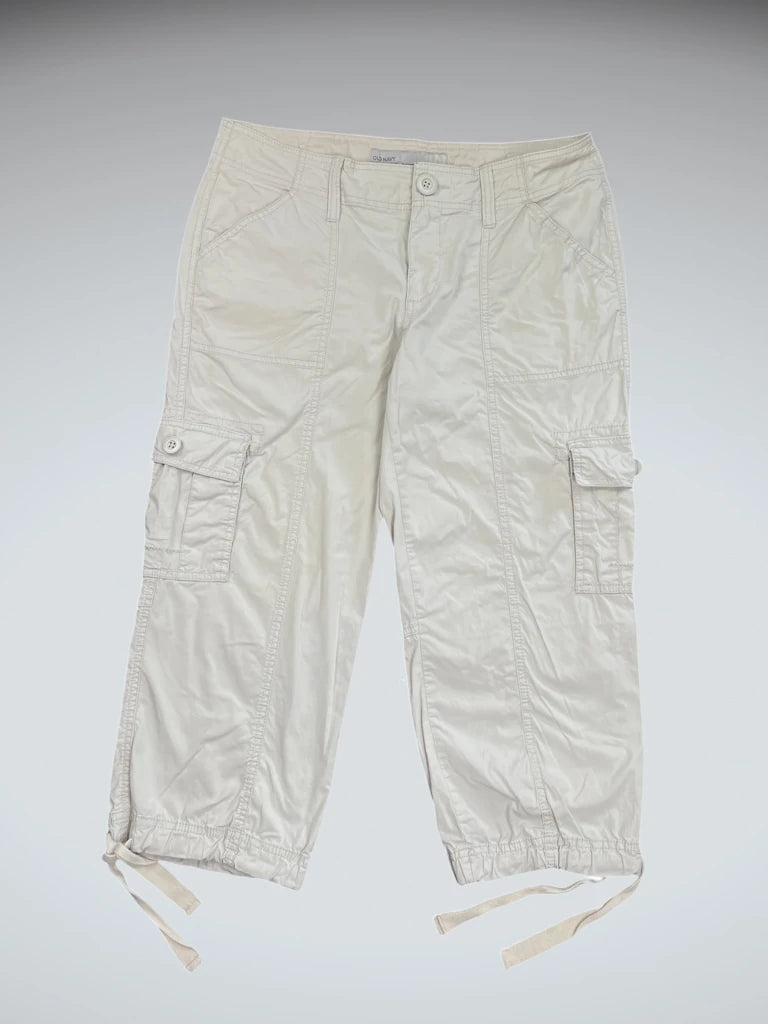 Old Navy White Wide-Leg Cargo Pants (M)