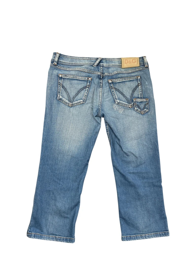 Light Wash Cropped Jeans with Subtle Fading (L)