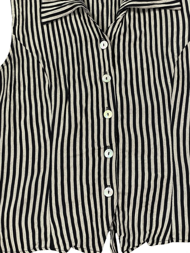 Camille Claude Striped Sleeveless Button Top (S)