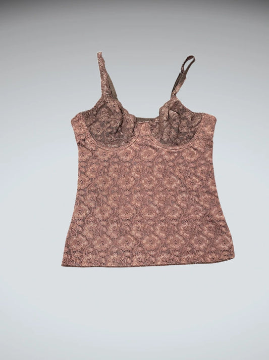 Brown Floral Lace Camisole (M)
