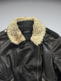 Oxford Black Fur Neck Leather Jacket (S)