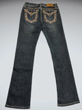 Dark Wash Embellished Flare Jeans (S)
