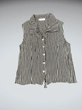 Camille Claude Striped Sleeveless Button Top (S)