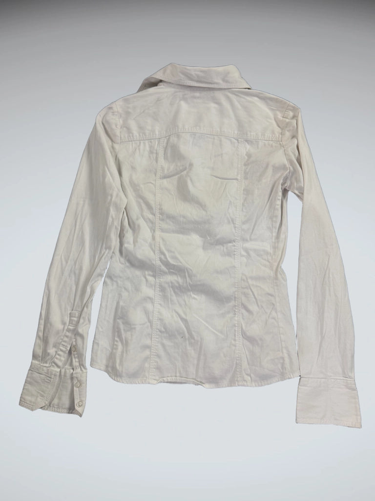 Chic White Fitted Business Shirt (XS)