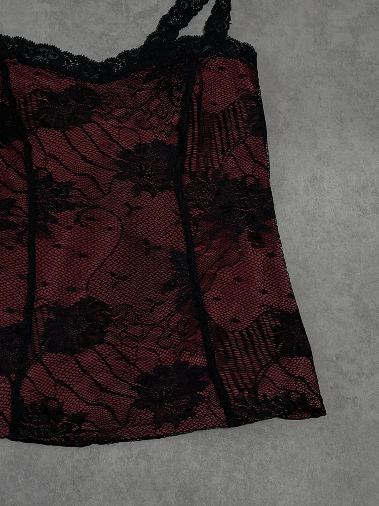 red lace top
