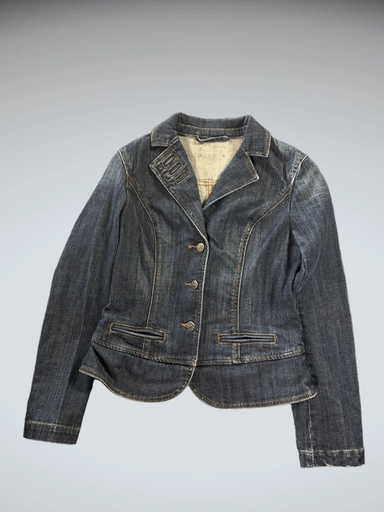 Dark Wash Denim Blazer Jacket Women (M)