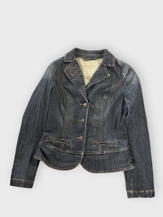 Dark Wash Denim Blazer Jacket Women (M)