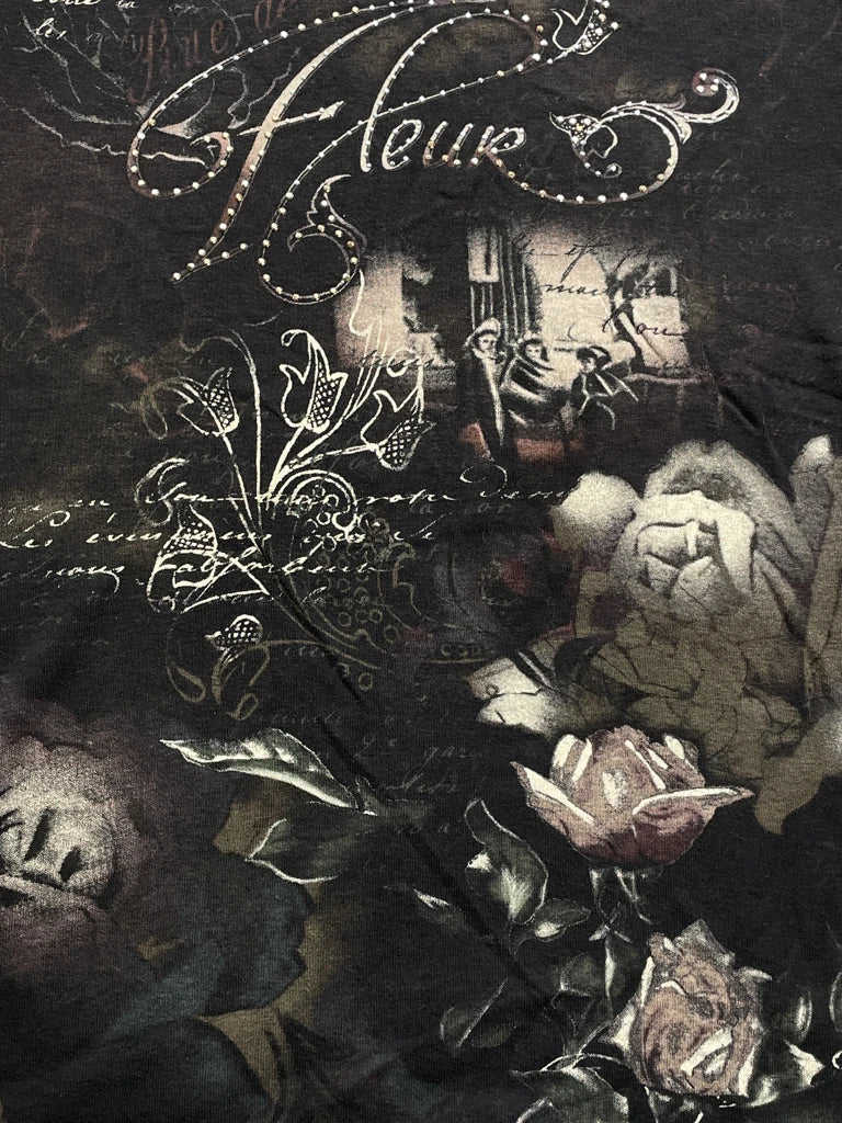Black Y2K Gothic Print Top (M)
