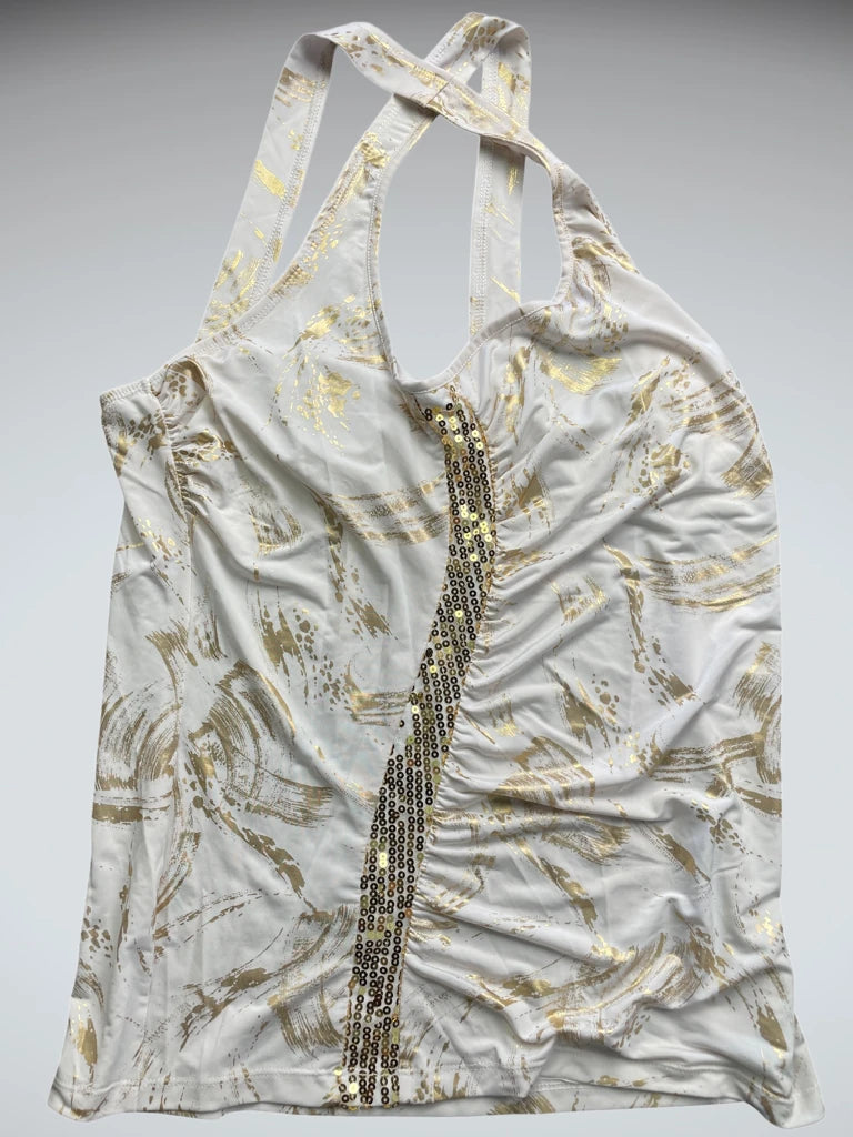 White Gold Sequin Detail Racerback Top (XL)