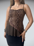 Snake print y2k brown top