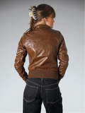 Signify Brown Faux Leather Vintage Jacket (M)