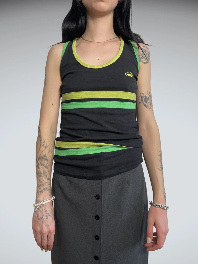 tank top with green striped (M)