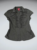 Merona Black V-Cut Cotton Blouse (M)