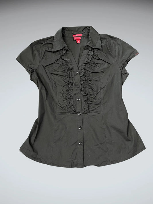 Merona Black V-Cut Cotton Blouse (M)