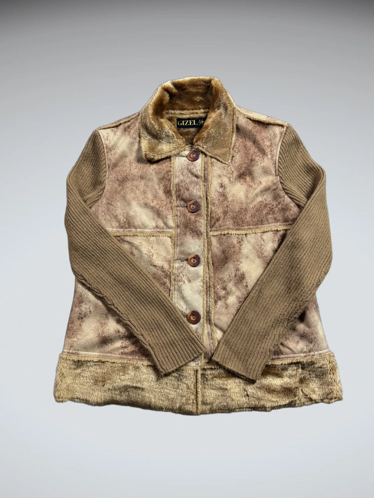Vintage Brown Acrylic Coat Women (M)
