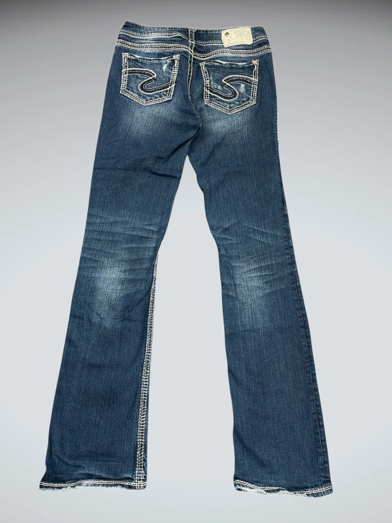 Medium Wash Bootcut Jeans with Contrast Stitching (S)