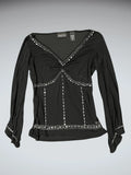 Y2K Rhinestone Embellished Black Top (XS)