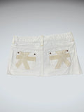 White Beige Denim Mini Skirt with Back Embroidery (L)