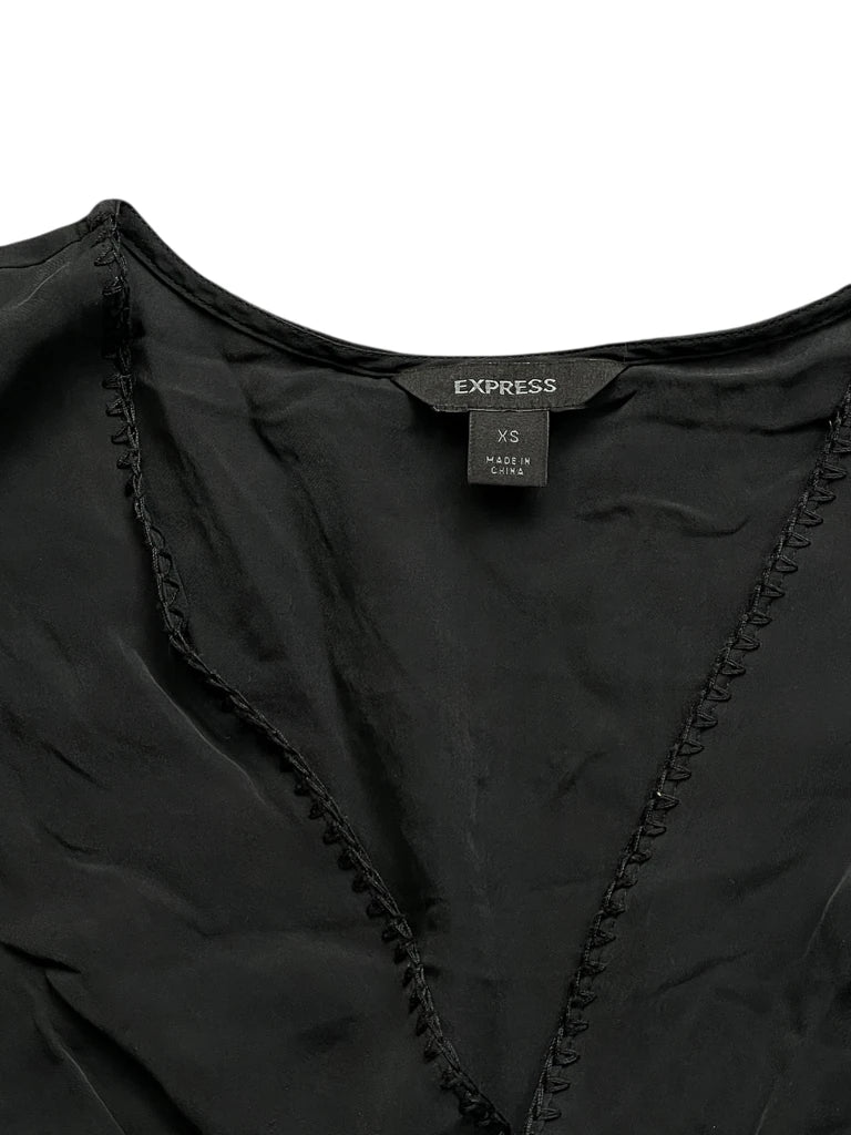 Black Satin Empire Waist Top (S)