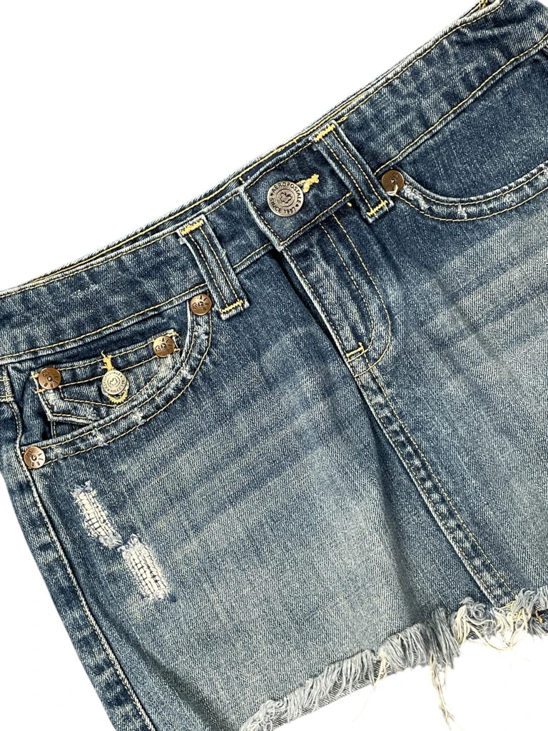 Aeropostale Distressed Blue Vintage Denim Skirt (S)