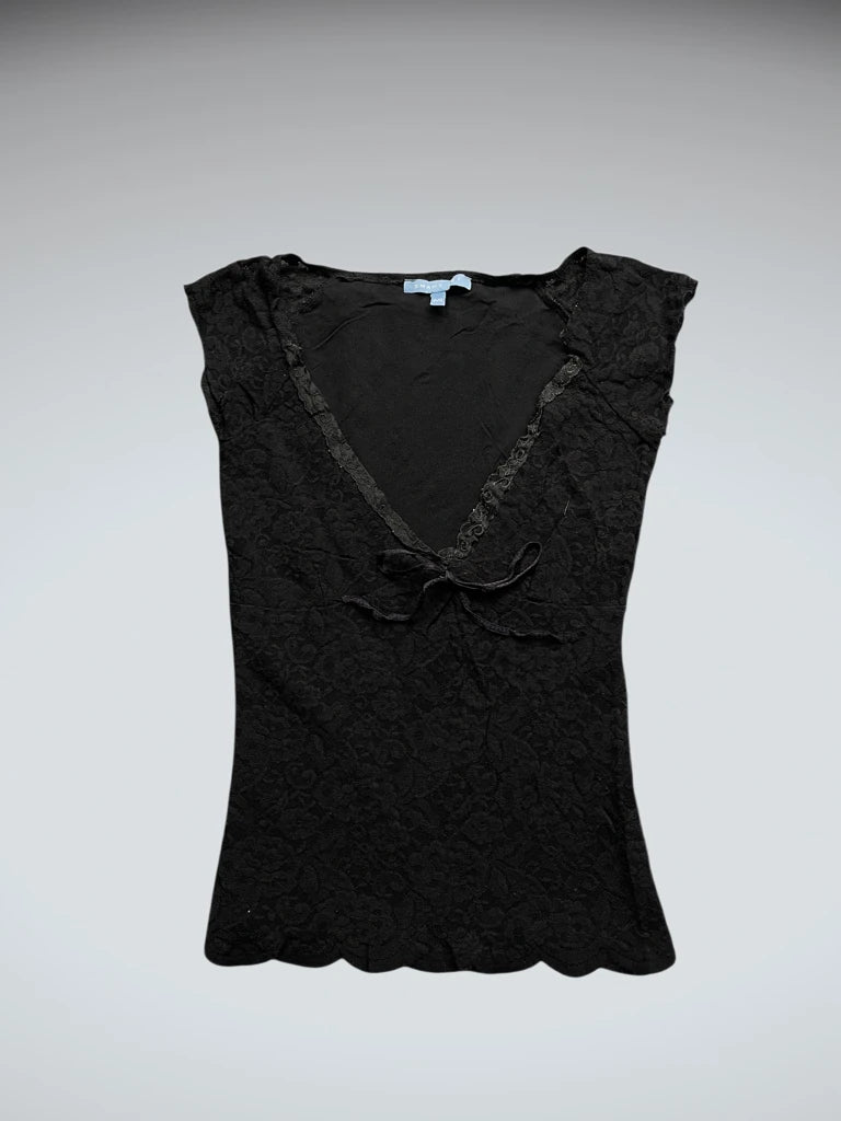 Black Lace Bow Detail Top (S)