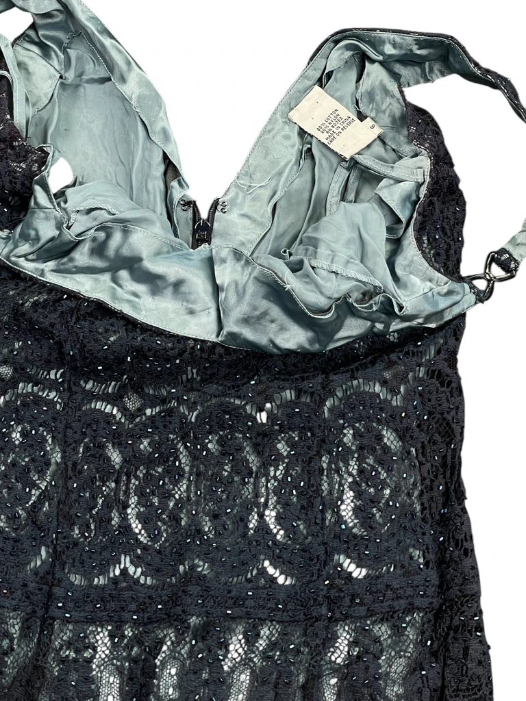 Blue Lace Maxi Evening Dress (XS)